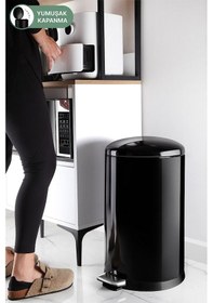 Resim Primanova Çelik Çöp Kovası Bombe Kapak 30 Lt Siyah M-e90-06-06 Gri 