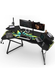 Resim Michael Brean Özel Tasarım Kanatlı Oyuncu Masası 160 Cm Bardaklık Ve Kulaklık Tutucu Hediye 