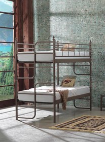 Resim Unimet Armas Genç Çocuk Yatak Odası Metal Ranza Ve Karyola 90x200 Kahverengi (AHŞAP LATALI) 