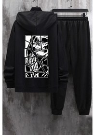 Resim Skullcracked Baskılı Eşofman Takımı Siyah 