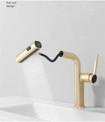 Resim Banyo Lavabo Bataryası Duş Şelale 3 Fonksiyonlu Spiralli İthal Mat Gold 