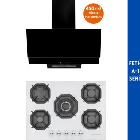 Resim Eminçelik ve Afm Tech Marka Fethy A-18 5 Gözlü 2'li Siyah-Beyaz Ankastre Set (22 386 Wok +FM3250) 