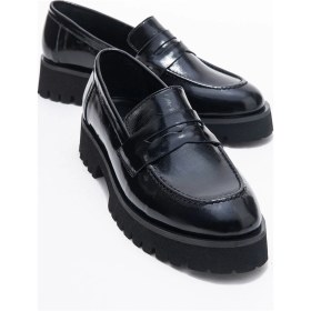 Resim Luvi Shoes Vıonel Siyah Rugan Hakiki Deri Kadın Loafer Ayakkabı SİYAH RUGAN 