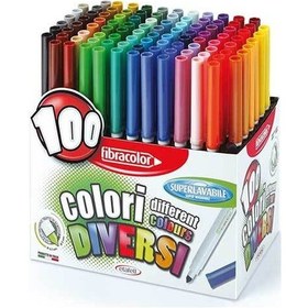 Resim Fibracolor 100 Renk Marker Keçeli Kalem Seti 