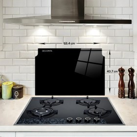 Resim Decorita Cam Ocak Arkası Koruyucu | Şekilli Cam | Düz Renk Siyah | 43,7cm x 53,4cm 