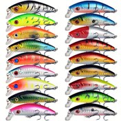 Resim 18 adet Lingyue ABS Submerged Minnow Yemli Sinekler, Karışık Renk 