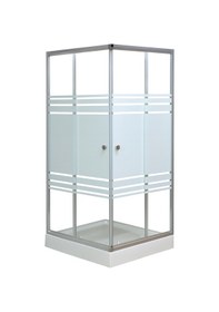 Resim Sırduş 90x90x185 Kare Duş Kabini Desenli H:14 Monoblok Duş Teknesi Dahil Krom 