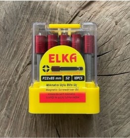 Resim Elka Pz2 Stoplu Vida Sıkma Ucu Mıknatıslı Yıldız Bits Uç Yıldız Uç 65mm 10 Adet 