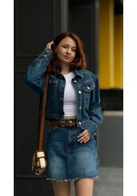 Resim Denim Mini Etek Lacivert 