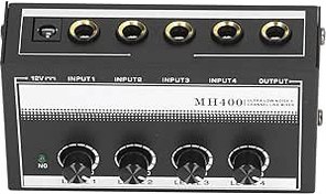 Resim Kulaklık Amplifikatörü, 4 Yollu Metal Düşük Gürültü Mono Kulaklık Amplifikatörü Stüdyo Ve Sahne Için Taşınabilir Kulaklık Amplifikatörü 100-240V (AB Tak) 