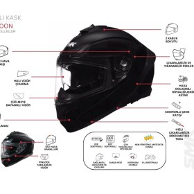 Resim Smk Typhoon Aerot Siyah-Kırmızı Kapalı Kask (Güneş Vizörlü) 