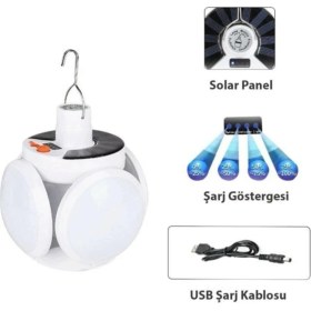 Resim Senson P-038 Solar Güneş Enerji ve USB Sarjli 5 Kanatlı 