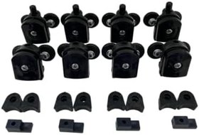 Resim Cam Duşakabin Tekerleği Metal Ayaklı Siyah Plastik 8'li Tam Set 