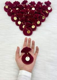 Resim ZEYMERADE Hediyelik Bordo Kadife Kese, Düğün, Nişan, Nikah, Kına, Sünnet, Doğum, Mevlüt, Söz, 25 Adet 