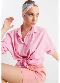 Resim Kadın Fenomen Style Pamuklu Penye, Kaymaz, Yumuşak, Esnek, Saç Bandı Bandana - Tek Ebat / Gri-pudra Gri-pudra 