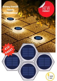 Resim Technosmart 4adet Solar Premium Kalite 20ledli Dekoratif Zemin Bahçe Aydınlatma Güneş Enerjili Sarı 
