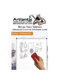 Resim Ayaklı Yazı Tahtası Beyaz 60x85 Cm Teleskobik Ayaklı 1 Adet Alüminyum Kolay Silinebilir Ergomik Beyaz Yazı Tahtası 