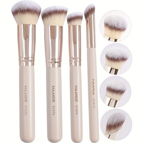 Resim MAANGE 4 Adet Fondöten Fırçası, Allık Fırçası, Kapatıcı Fırçası, Kontür Fırçası, Yumuşak Kıllar, Bayanlar İçin Hediye, Seyahat Taşınabilir, Yeni Başlayanlar İçin Uygun, Partiler İçin Uygun 