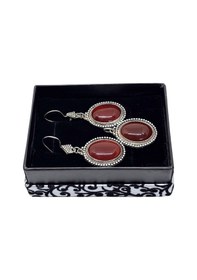 Resim Oya Silver Otantik Büyük Akik Işıltılı Gümüş Set&takım 