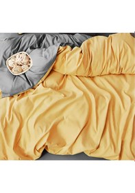 Resim Lastikli Nevresim Takımı Tek Kişilik Set Sarı - Gri 