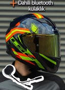 Resim Stream Evo Reflex Mavi Turuncu Kask + Dahili Bluetooth Kulaklık 