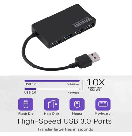 Resim USB 3.0 Hub 4 Port 3.0 USB Çoklayıcı Ultra Ince Slim USB Çoklayıcı Güç Bağlantı Noktalı 