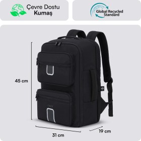 Resim Mack MCE-1206 16'' EXPLOR Lite 23 Litre Eco Seyahat Sırt Çantası Siyah 