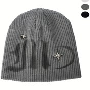 Resim Gothic-Inspired Beanie with Mangled Star Design - Hafif, Esnek Polyester Kap Erkekler ve Kadınlar için - Açık Hava Sporları, Kaykay, Konserler ve Festivaller için Mükemmel, Casual Headwear|Gothic Style Cap|Stretchy Cap 