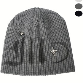 Resim Gothic-Inspired Beanie with Mangled Star Design - Hafif, Esnek Polyester Kap Erkekler ve Kadınlar için - Açık Hava Sporları, Kaykay, Konserler ve Festivaller için Mükemmel, Casual Headwear|Gothic Style Cap|Stretchy Cap 