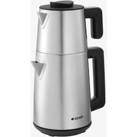 Resim 1.7 Lt Çelik Çay Makinesi, Sağlam ve Şık, Gri Renk, Dayanıklı Tasarım 