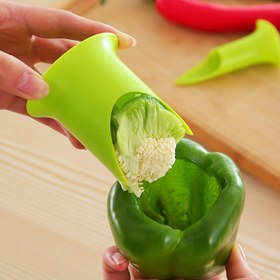 Resim Mutfakta olmazsa olmaz tohum çıkarıcı araç olan 2 parça plastik biber çekirdek çıkarıcı seti, kullanımı kolay biber çekirdek çıkarıcı 