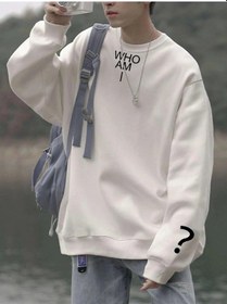Resim Adrift Unisex Kadın/erkek Beyaz Who Am I Oversize Bisiklet Yaka Pamuklu Sweatshirt Beyaz 
