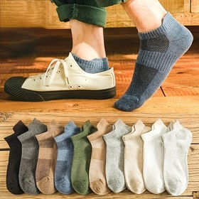 Resim 10 Çift Karışık Düz Renk Moda Yeni Trend Basit Rahat Çok Yönlü Nefes Alabilir Tekne Çorapları 