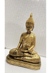 Resim Altın Rengi Buda Heykelciği Büyük Boy 26 Cm 