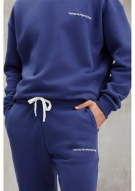 Resim Grimelange Marshall Erkek Pamuklu Içi Polarlı Nakışlı Relaxed Lacivert Eşofman Takımı 