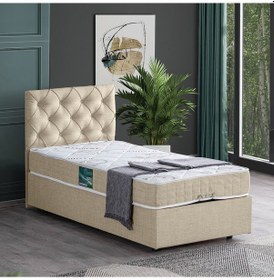 Resim Setaymobilya Baza, Tek Kişilik Eylül Baza + Başlık + Comfort Yatak Seti, Krem 