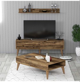 Resim Variant Valensiya 140cm Tv Ünitesi Ve Orta Sehpa Takımı - Ceviz / Ceviz 