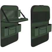 Resim Cbtx 4041 Napa Doku Deri Oto Koltuğu Sırt Saklama Çantası Katlanır Yemek Masası Zeytin Yeşili 