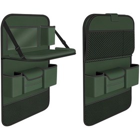 Resim Cbtx 4041 Napa Doku Deri Oto Koltuğu Sırt Saklama Çantası Katlanır Yemek Masası Zeytin Yeşili 