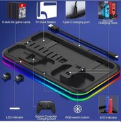 Resim Cloudstore Premium Rgb Led Şarj Dock Nintendo Switch Ve Oled Siyah Şarj İstasyonu 