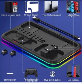 Resim Cloudstore Premium Rgb Led Şarj Dock Nintendo Switch Ve Oled Siyah Şarj İstasyonu 