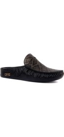 Resim Sail Lakers - Siyah Deri Desenli Erkek Ev Terliği 