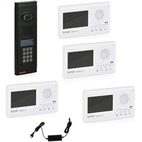 Resim konwi intercom Görüntülü Diafon Seti Apartman Tipi 4 Daire Set Vsions 4,3 Monitör Zil paneli şifreli Kameralı 40w 