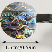 Resim 200 adet / 500 adet 15x15 mm Kendinden yapışkanlı holografik çıkartmalar, Gerçek Orijinal BOŞSAK tahrilere karşı dayanıklı etiketler Etiketler, İşletme için Orijinal Yuvarlak Güvenlik Çıkartmaları 