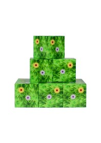 Resim Minecraft Çiçekli Çim Desenli Blok Manyetik Bloklar 