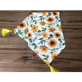 Resim Beyaz Zemin Ayçiçeği Desenli Runner Çok Renkli 