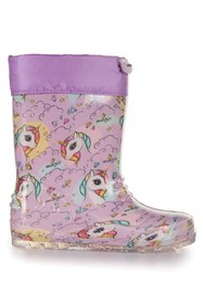Resim Kiko Kids Rainbowa Unicorn Su Geçirmez Kız Çocuk Yağmur Çizmesi Lila - Turkuaz 