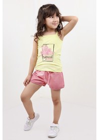 Resim Toontoy Kids Toontoy Kız Bebek Baskılı Şortlu Takım Sarı 