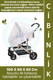 Resim Wintoup #Cibinlik Sivrisinek Böcek Haşere Koruyucu Hava Alan Mikro Delikli Dış Mekan Yürüyüş Pratik Tak Çıkar Bebek Arabası Cibinliği 100 X 80 X 80 Cm 