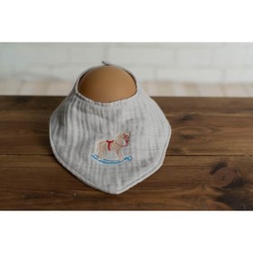 Resim Olivo Mini Yenidoğan Bebek Nakışlı Fular/Önlük 4 kat müslin 